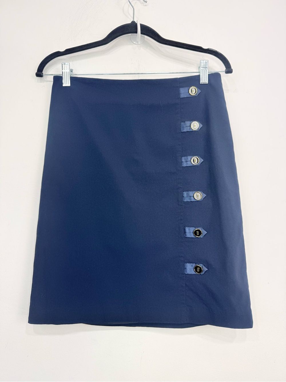 J. McLaughlin SERINA Navy Blue Sailor Button Side Nautical Preppy Pencil Skirt